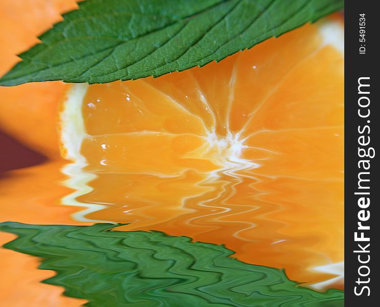 A close up of a fresh orange slice