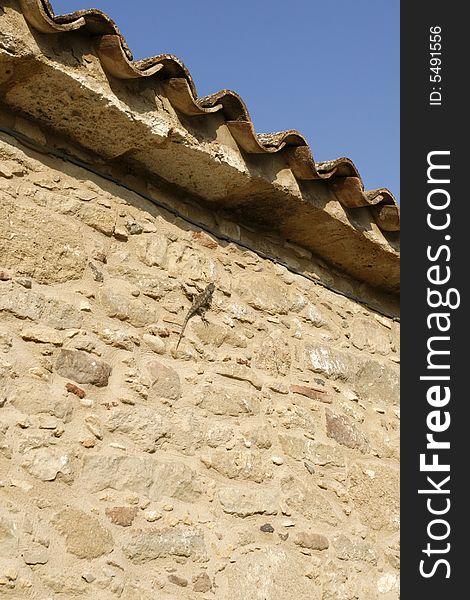 A detail of a traditional roof in a village. A detail of a traditional roof in a village