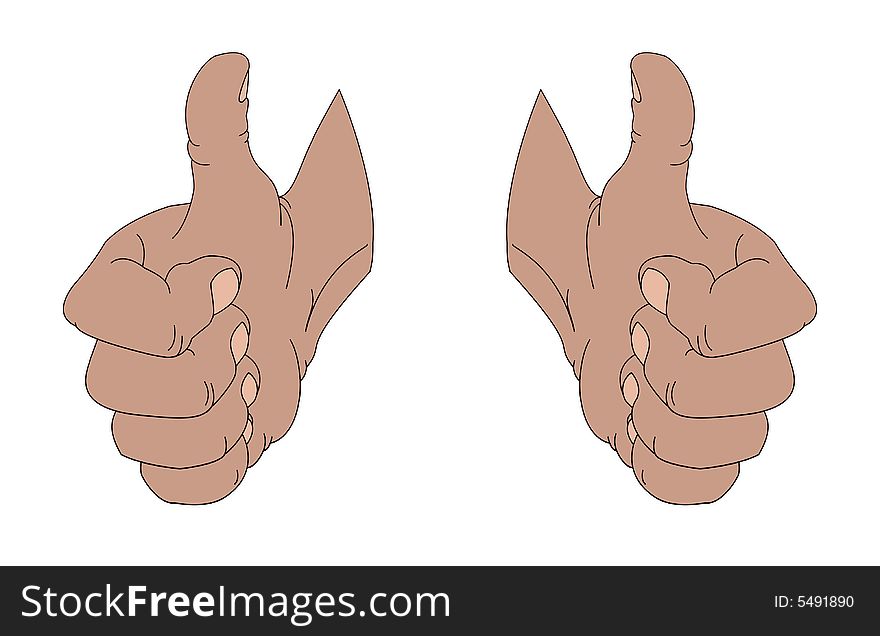 Color illustration of the approving gesture hand