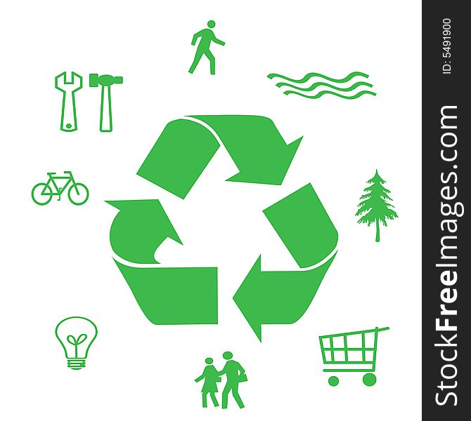 Go green symbols ways to save our resources illustration