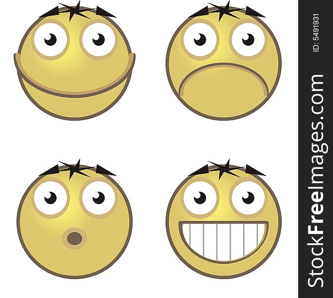 Art illustration: funny faces for emoticons