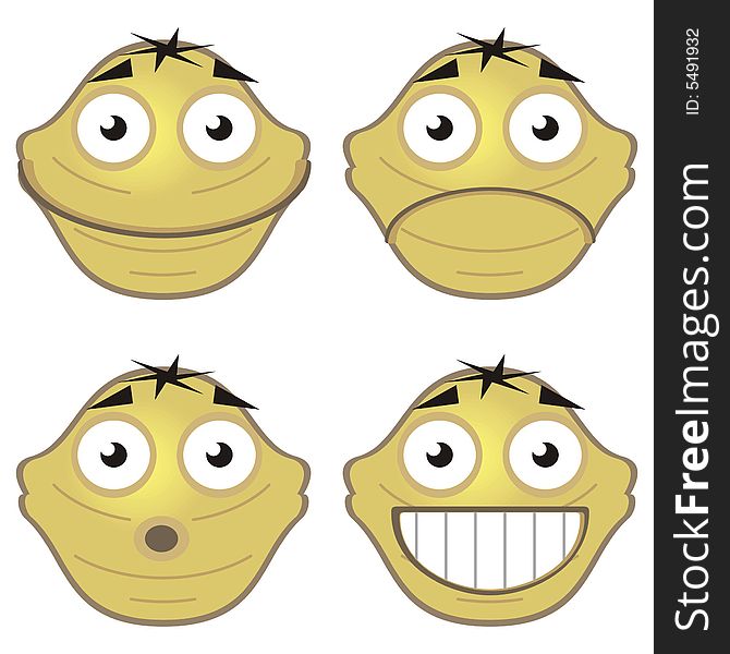Art illustration: funny faces for emoticons