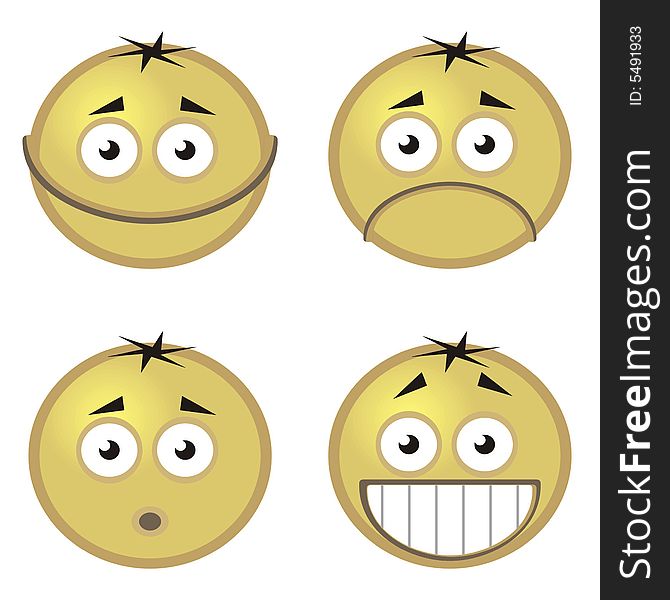 Art illustration: funny faces for emoticons