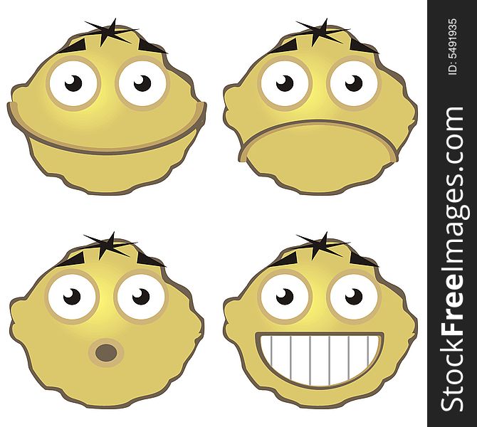 Art illustration: funny faces for emoticons