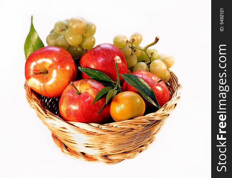 Full basket of fresh fruit of season