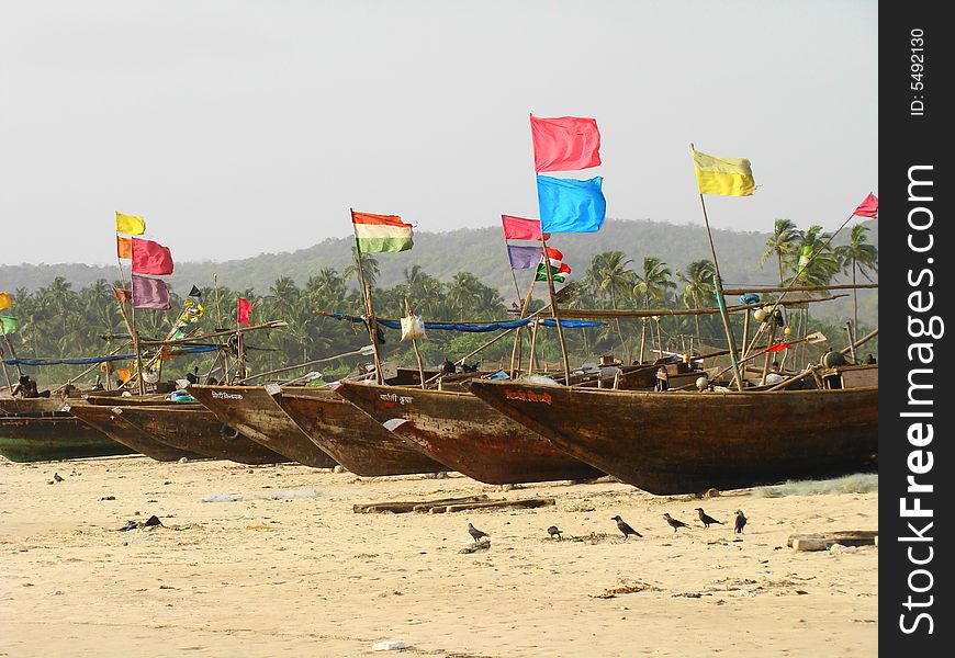 Fishing boats had been docked in for the day.