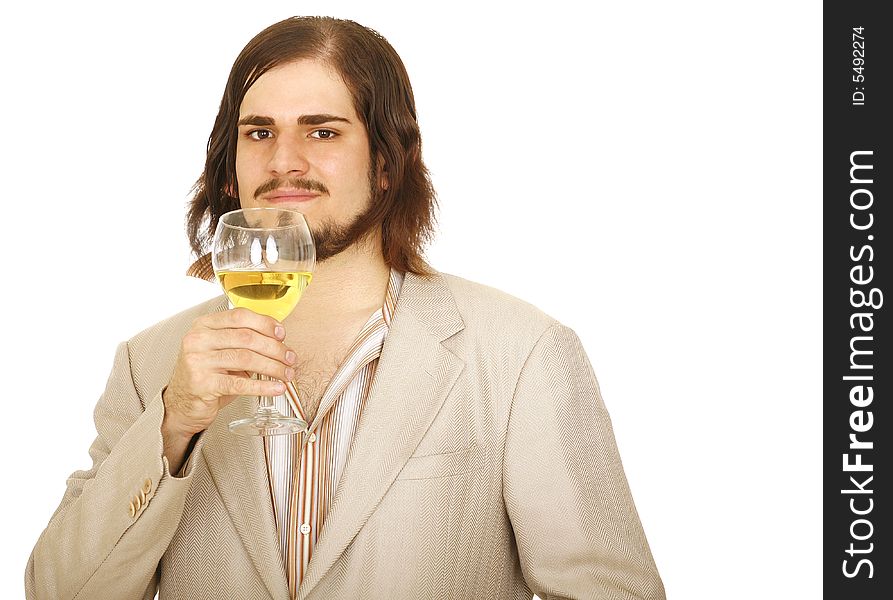 Handsome Young Man Holding Wine