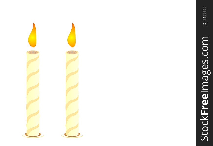 Burning candles on isolated with abstract  background