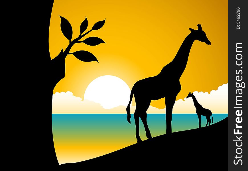 Giraffe And Tree
