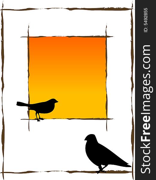 Birds sitting on frame abstract backgroud. Birds sitting on frame abstract backgroud