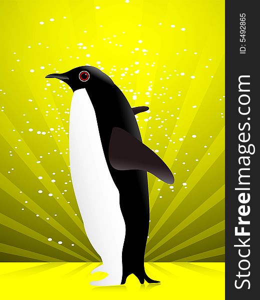 Penguin on dotted background abstract backgroud