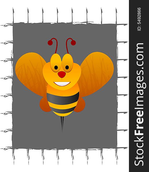 Smiling bee in abstract frame. Smiling bee in abstract frame