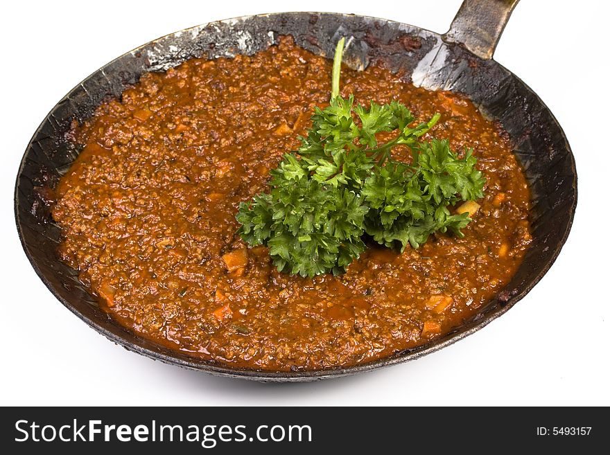 A pan full of sauce bolognaise