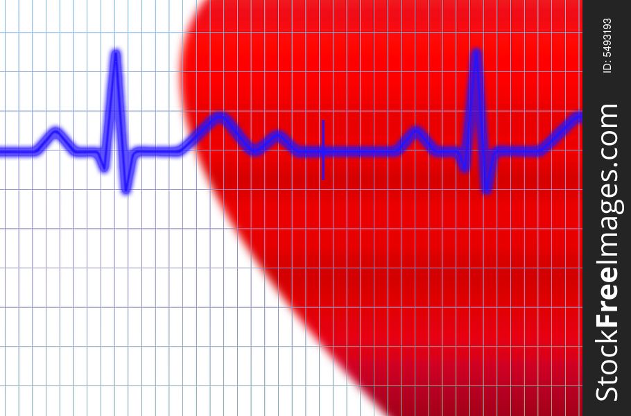 Cardiogram illustration with grid background