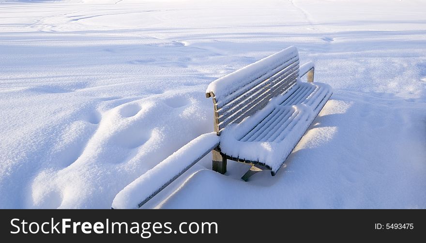 Outdoor Snow Covered Bench