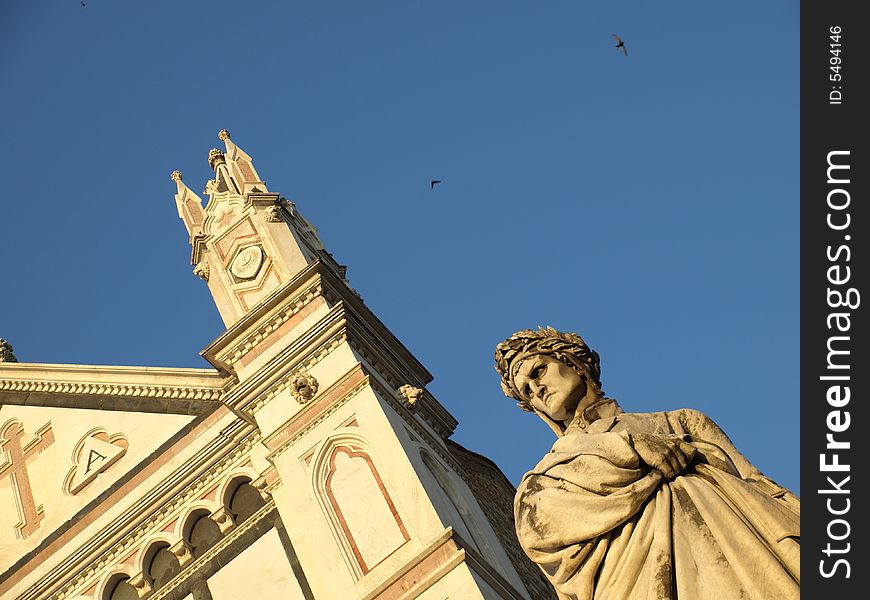 Monument of Dante Alighieri in Florence - Italy. Monument of Dante Alighieri in Florence - Italy