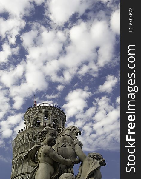 Leaning Tower against a blue cloudy sky. Leaning Tower against a blue cloudy sky.