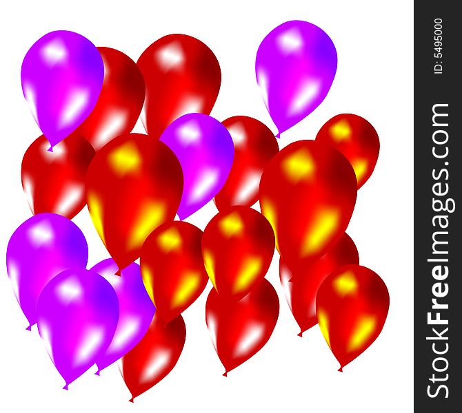 Balloons, gradient mesh. Vector illustration.