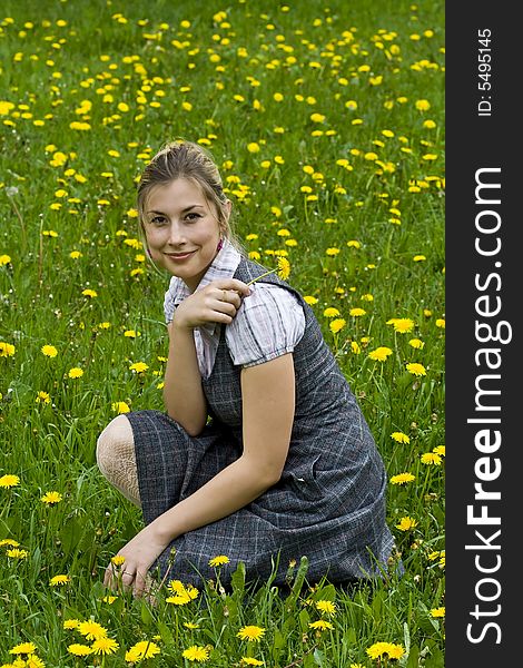 Young woman on a meadow. Young woman on a meadow