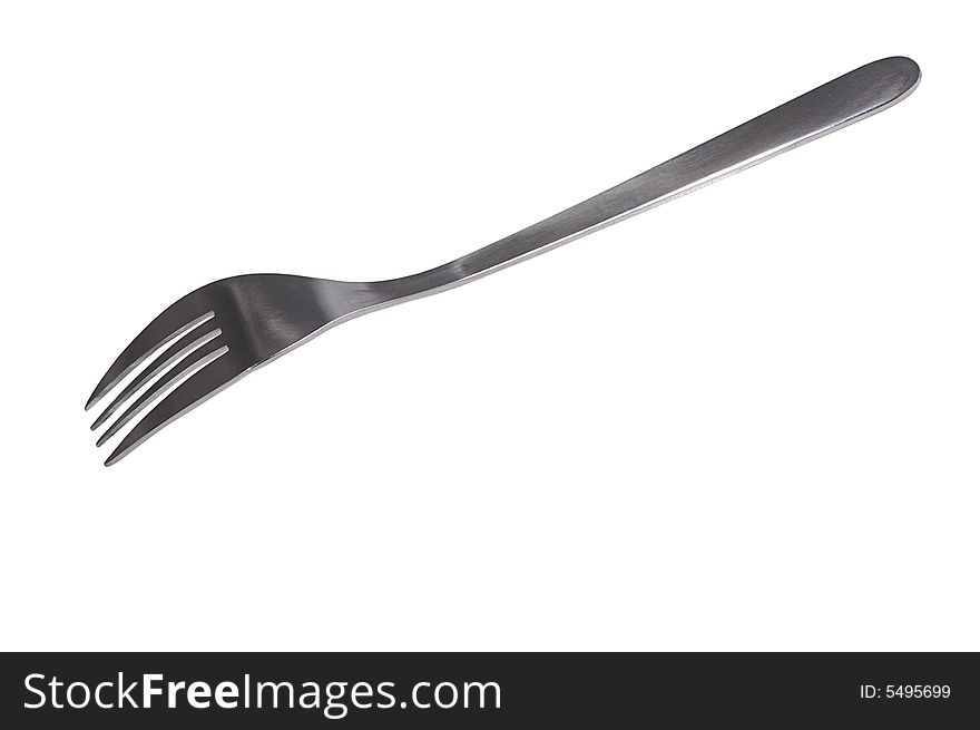 Tableware -single fork  isolated on white background close up. Tableware -single fork  isolated on white background close up