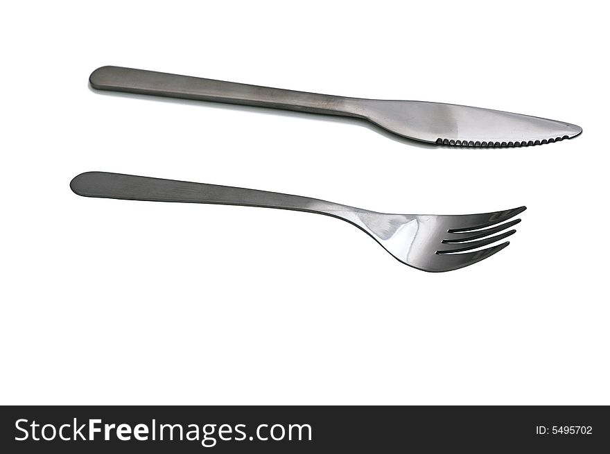 Tableware fork and knife isolated on white background