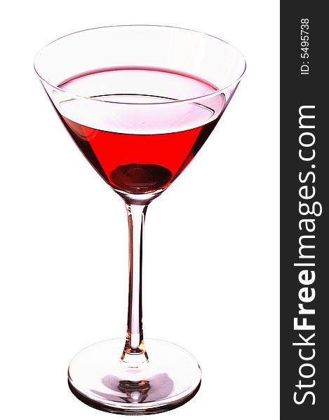 Martini glass with red coctail and cherry