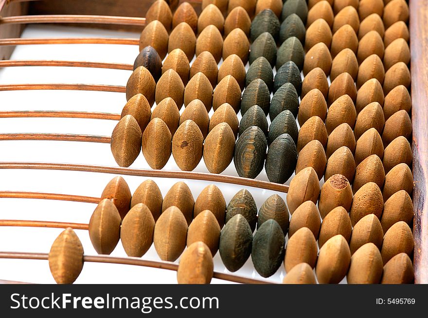 Old  wood abacus isolated on white. Old  wood abacus isolated on white