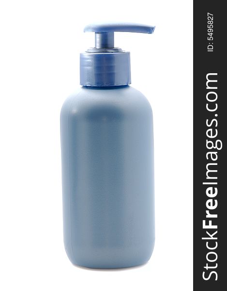 Blue blank cosmetic bottle isolated on white. Blue blank cosmetic bottle isolated on white