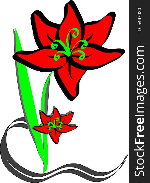 Illustration of a red flower. Illustration of a red flower