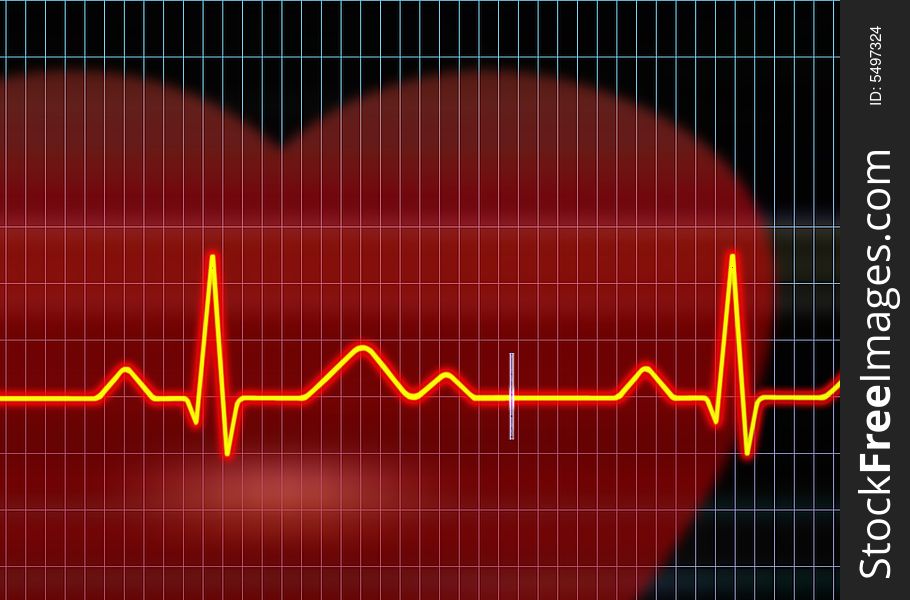 Cardiogram illustration with grid background