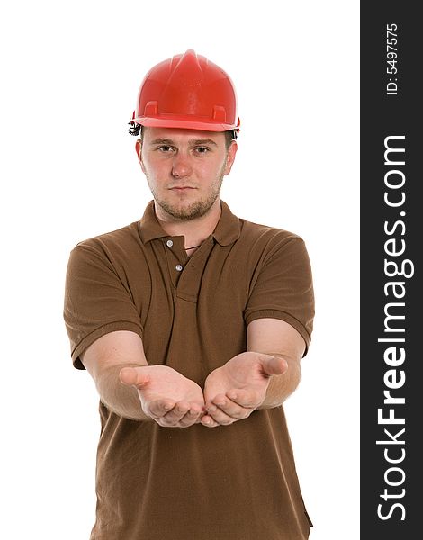 Casual worker on white background