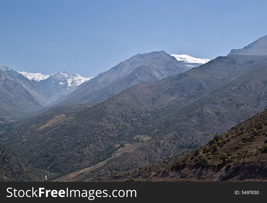 View of La leonera and El Plomo mountains