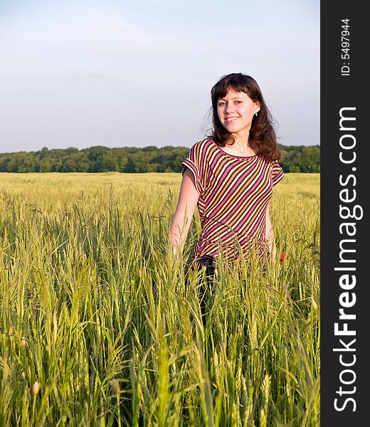 Beautiful Smiling Teen Girl in Wheat Field. Beautiful Smiling Teen Girl in Wheat Field