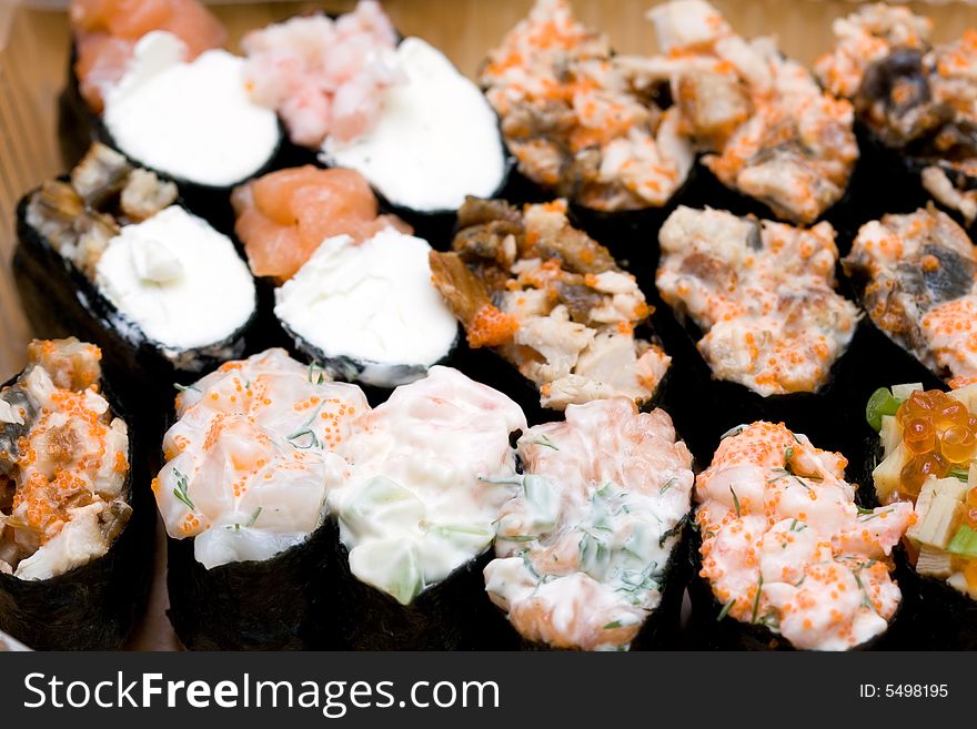 � wide variety of different sushi
