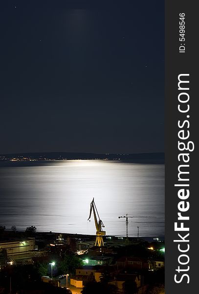 1:00 AM view of a Kvarner bay, Rijeka, Croatia. 1:00 AM view of a Kvarner bay, Rijeka, Croatia