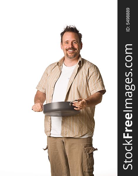 Man holding frying pan