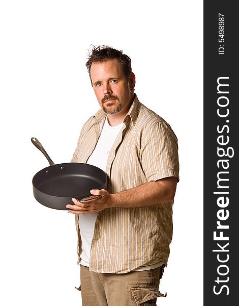 Man holding frying pan