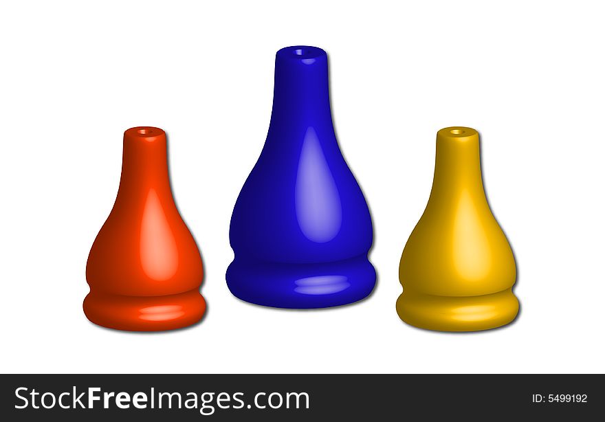 Illustration of three vase isolated