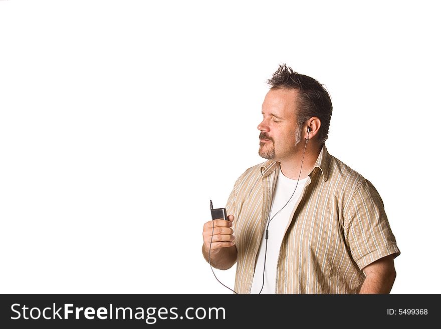 Man listening to music with expression