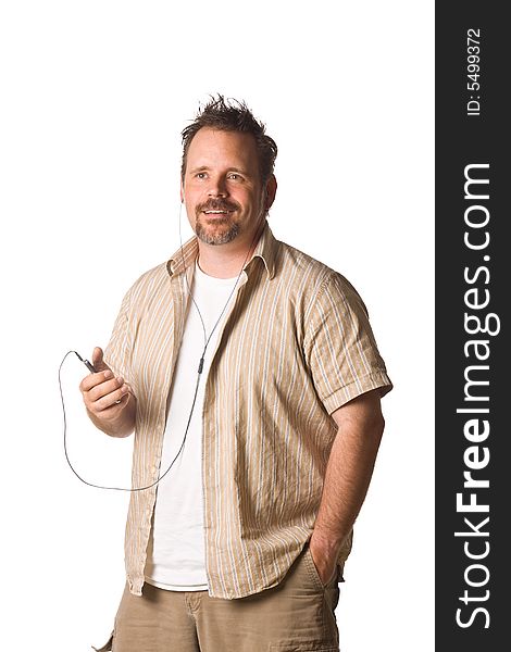 Man listening to music with expression