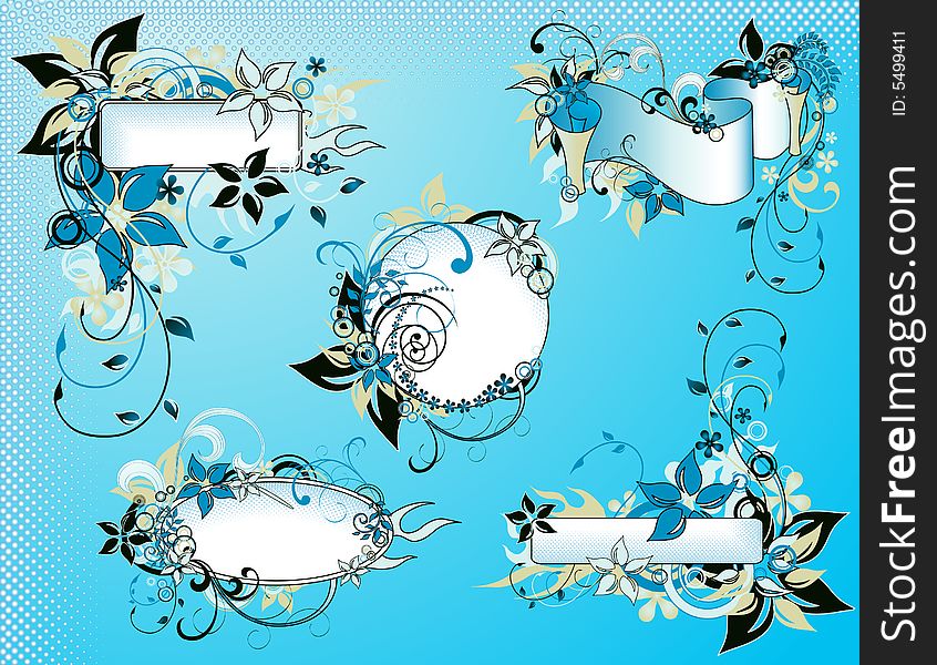 Floral frame collection, vector illustration, EPS file included. Floral frame collection, vector illustration, EPS file included