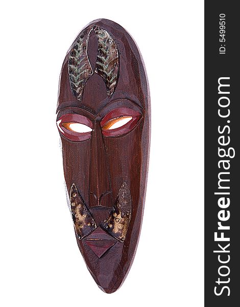 Wooden mask on the white background