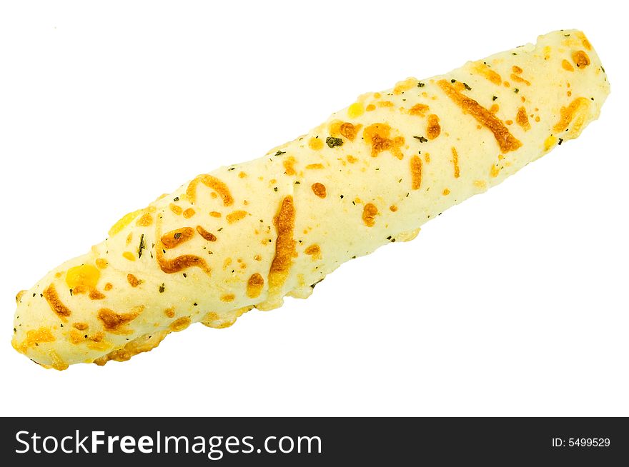 Garlic and cheese bread stick - isolated on white. Garlic and cheese bread stick - isolated on white