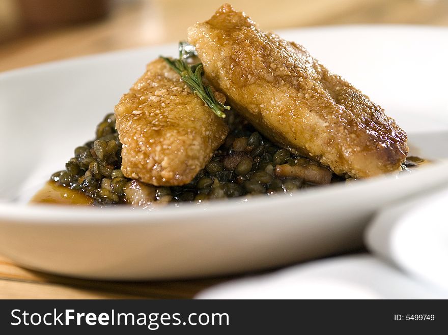 Sweetbreads with lentils