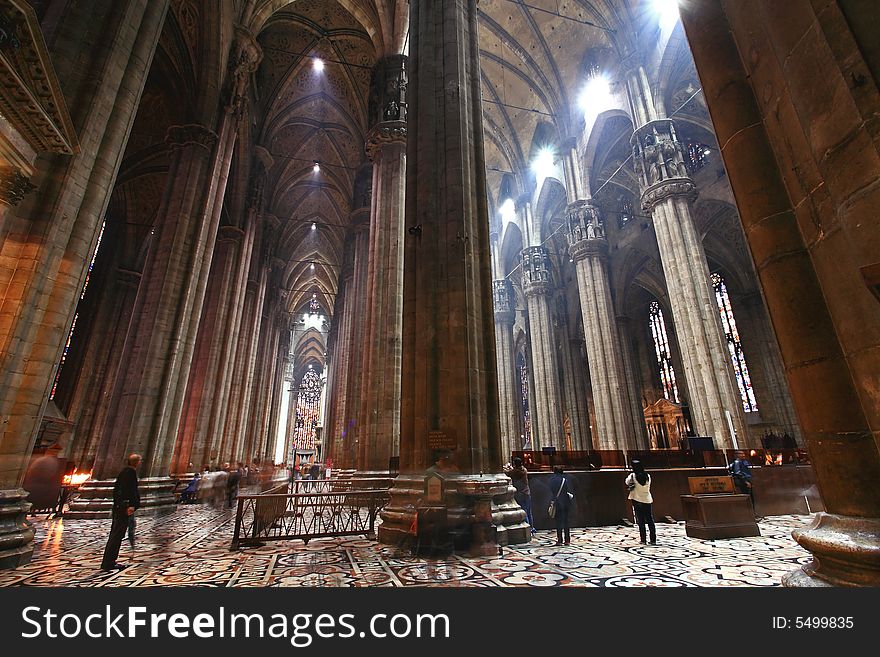 The interior of Duomo in central Milan Italy. The interior of Duomo in central Milan Italy