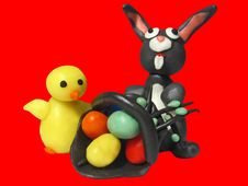 Easter Bunny Chicken And Eggs 2 Stock Image Easter Bunny Chicken And Eggs 2 Stock Image