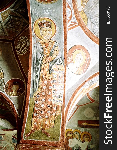 Picture of fresco on the inside of an ancient church in Cappadocia, Turkey. Picture of fresco on the inside of an ancient church in Cappadocia, Turkey