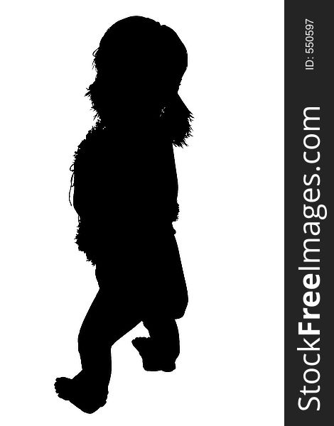 Silhouette With Clipping Path of Woman Standing Looking Over Sho