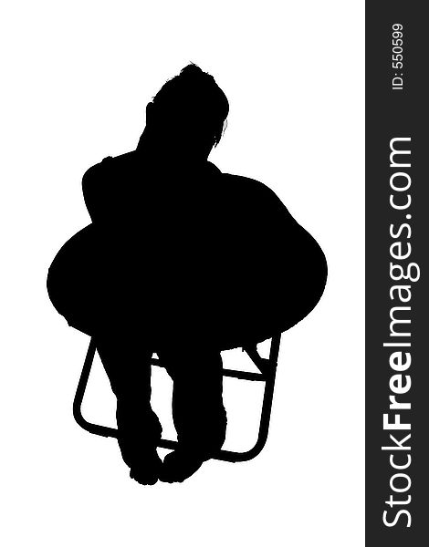 Silhouette over white with clipping path. Woman sitting in chair. Silhouette over white with clipping path. Woman sitting in chair.