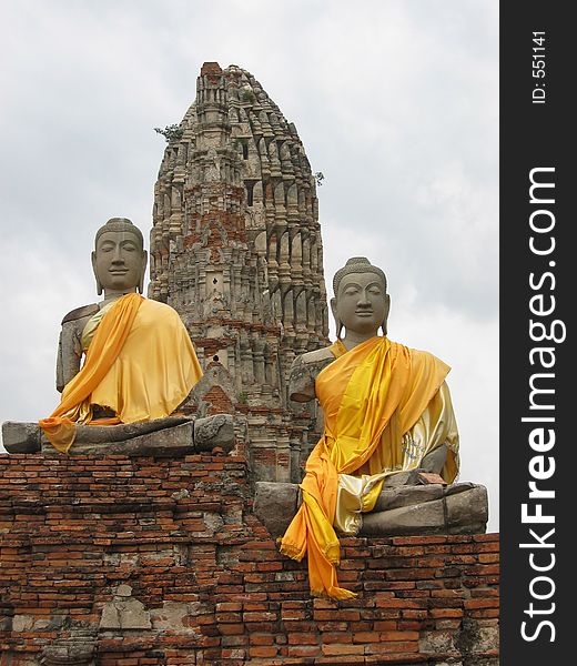 Two Buddhas at Ayutthaya, Thailand. Two Buddhas at Ayutthaya, Thailand